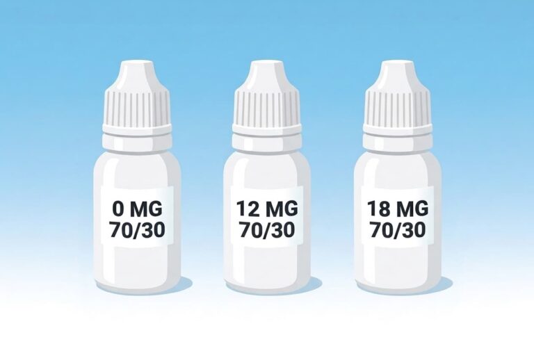 0, 12, og 18 mg base 10ml - 70/30